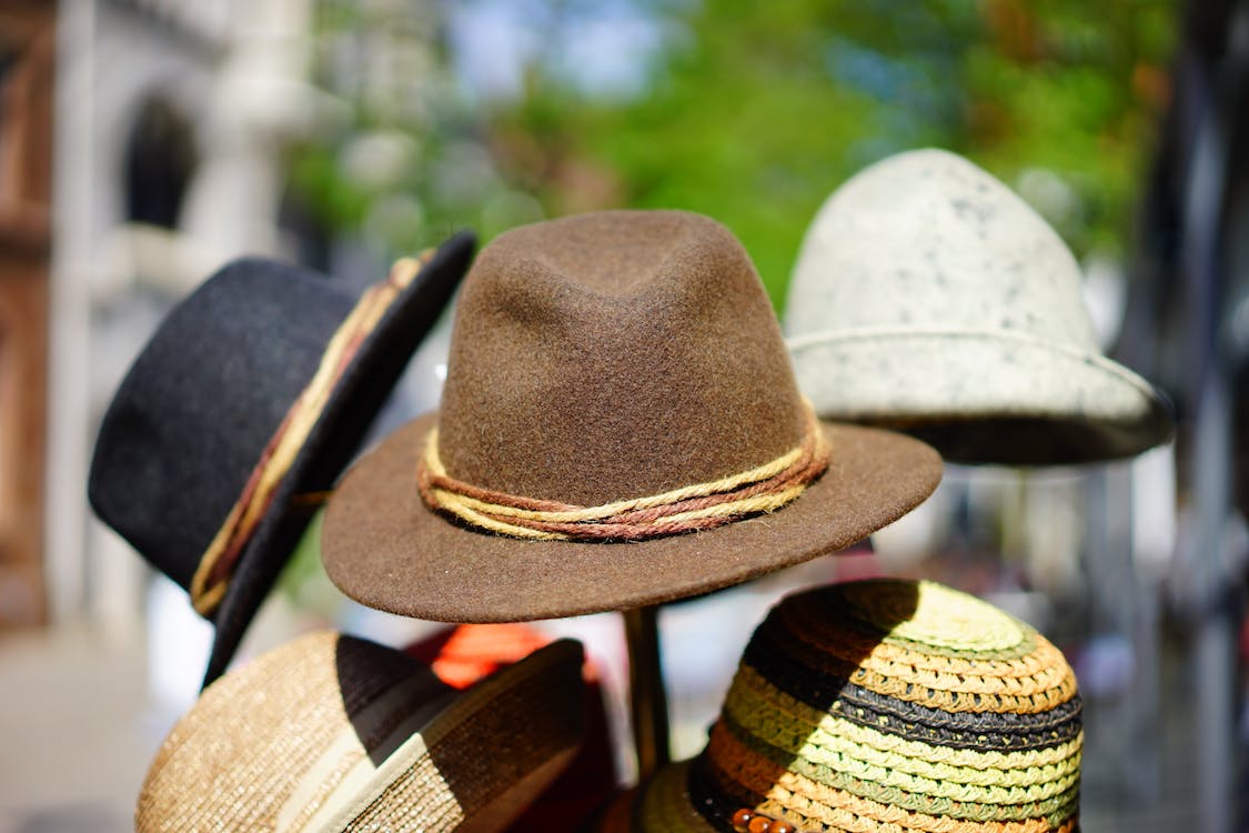 Cowboy hats on a wall